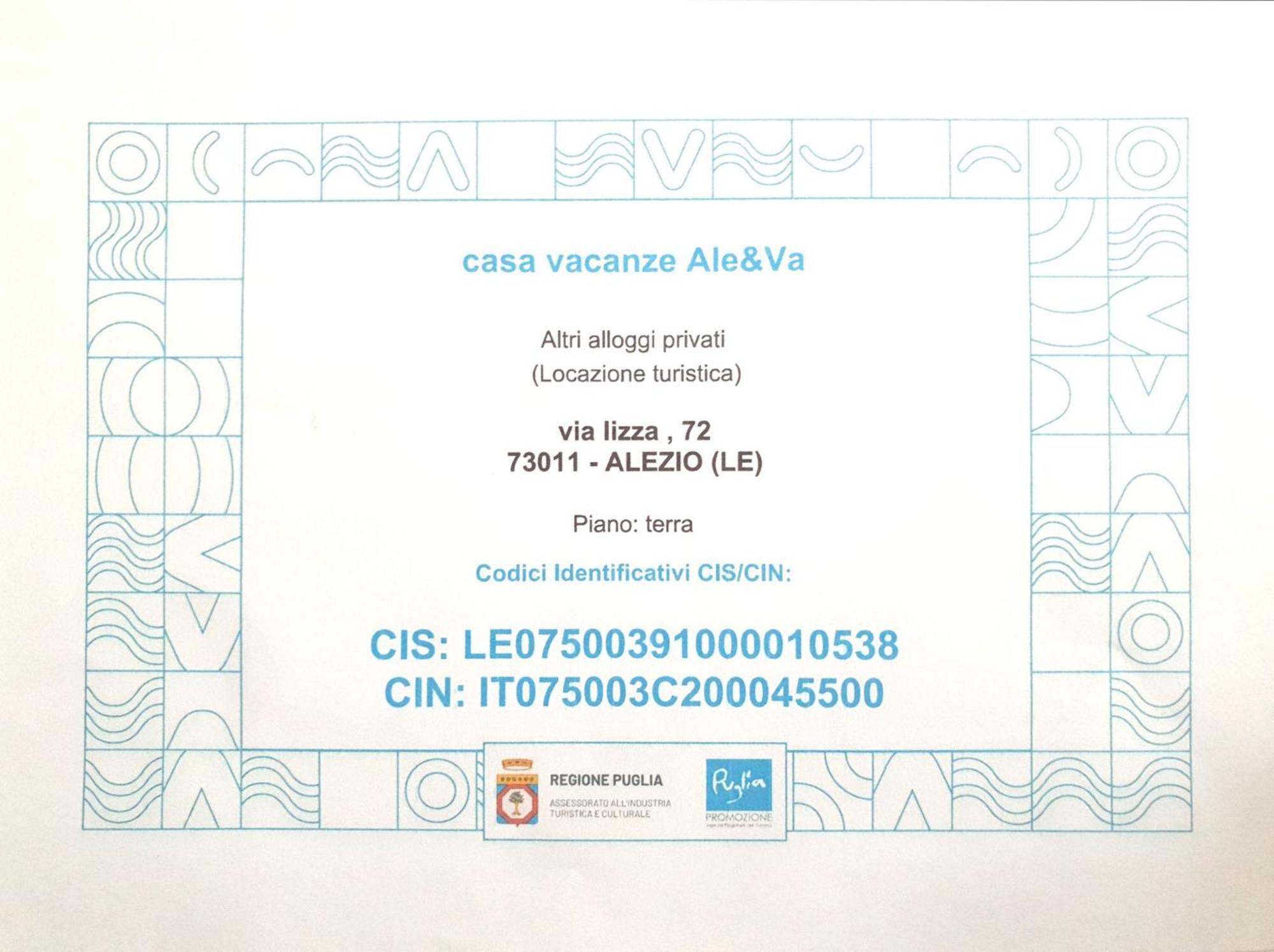 Casa Vacanze Ale&Va 알레지오 외부 사진